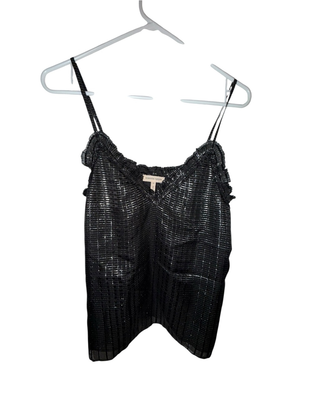 Rebecca Taylor Black Sequin Spaghetti Strap Camisole
